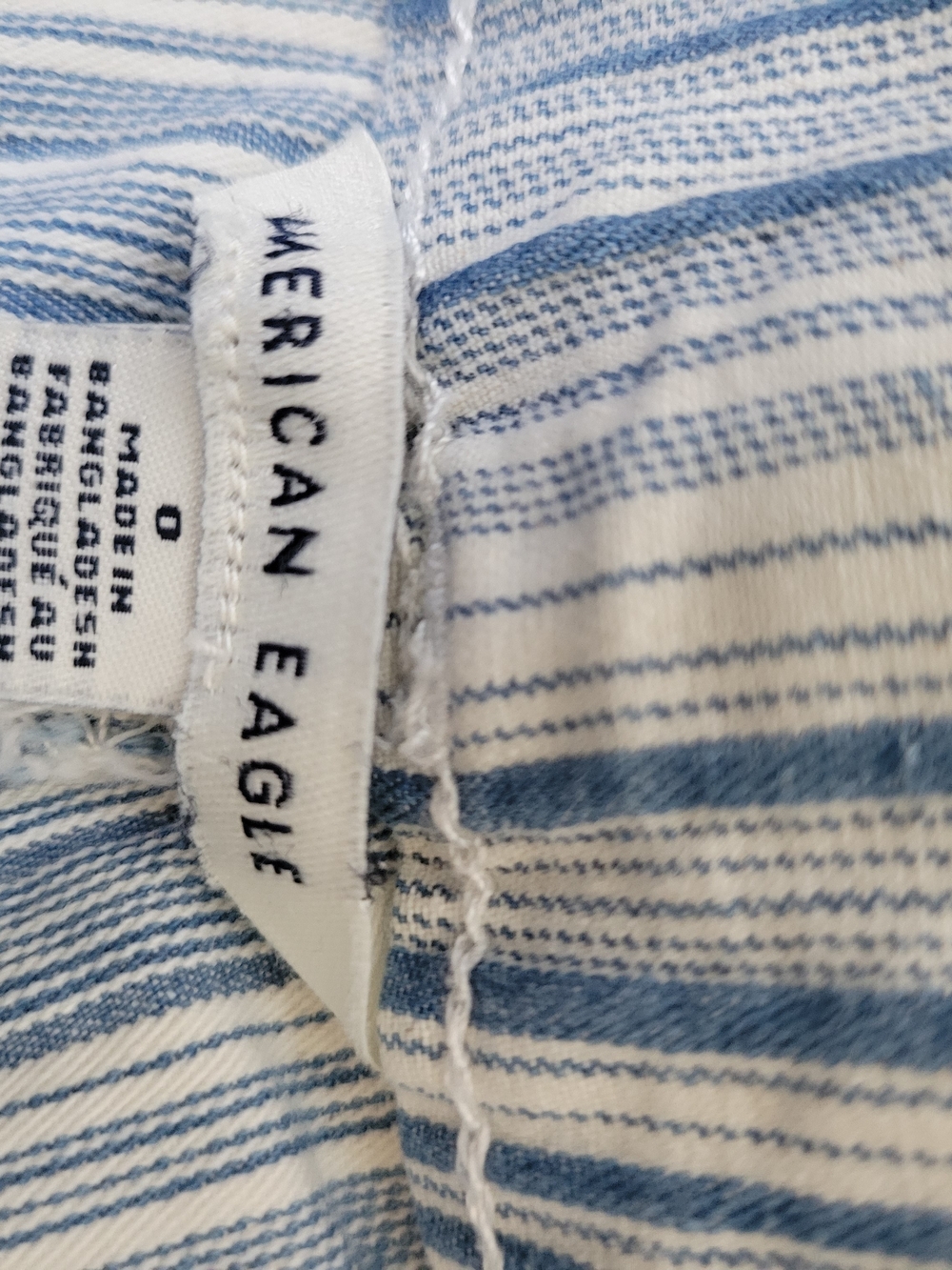 Striped Tie-Waist Women’s Shorts - Light Blue/White American Eagle - Picture 3 of 5